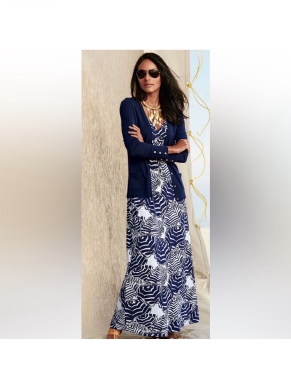 Lilly Pulitzer Sloane maxi dress in Navy and White "Oh Cabana Boy" print Sz. XS
